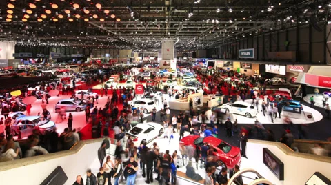 Crowd Auto Salon De Geneve 2014 World Famous Motorshow Stock Footage 36437270
