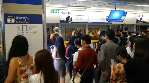 Crowd in Bangkok Subway Stock Footage 115524022
