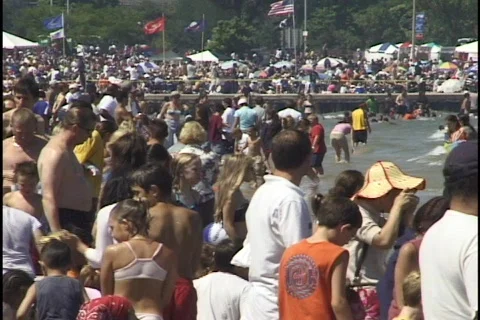 Crowd on Beach 1 Stock Footage 297315