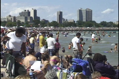 Crowd on Beach 2 Stock Footage 297317