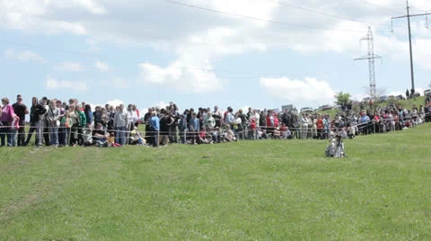 Crowd behind the fence. Editorial Stock Footage 25862118