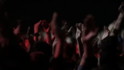 Crowd in big concert in front of bright stage lights Stock Footage 86332264