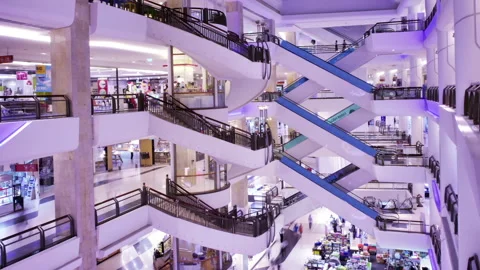 Crowd in a big Shopping Mall Stock Footage 247491619
