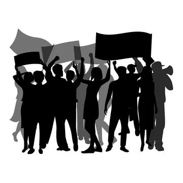Crowd black silhouette isolated Stock Illustration