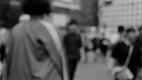 Crowd black white in the city Stock Footage 166734110
