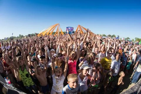 Crowd of blurred people Stock Photos