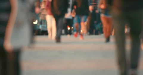 Crowd of blurred people walking through a city together Stock Footage 199220548
