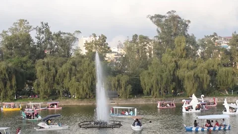 Crowd boating at the lake Stock Footage 128167687