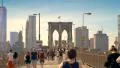 Crowd Brooklyn Bridge people pedestrians walking crowded New York City NYC day 4k or 4k+ Resolution