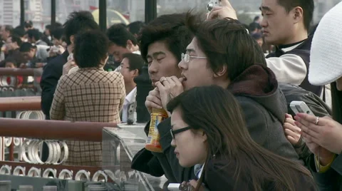Crowd at bund04 Stock Footage