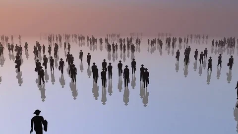 Crowd of businessmen walking Stock Footage 83434043
