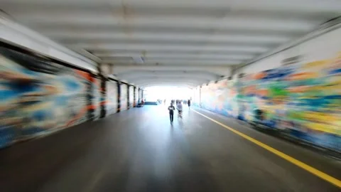 Crowd On Car Free Day In Time Shift And Motion Blur Effect Stock Footage 209621967