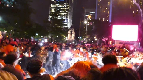 Crowd celebrating basketball victory Stock Footage 114797752