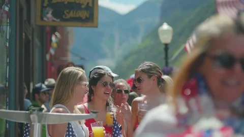 Crowd celebrating Fourth of July Stock Footage 92836233