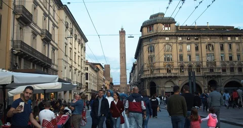 Crowd in the center of Bologna Stock Footage 117466121
