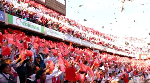 Crowd cheering with confetti falling Video stock 33059972