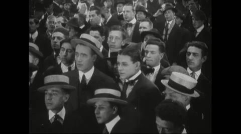 Crowd cheering during draft and mobilization activity Stock Footage