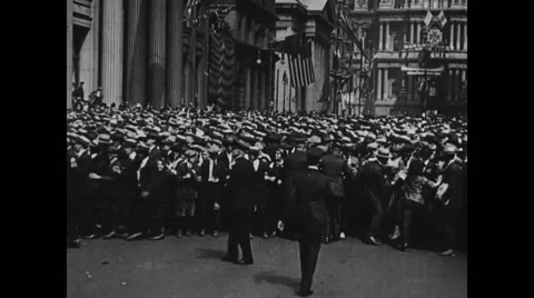 Crowd cheering General John J Pershing Stock Footage