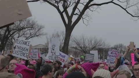 Crowd Cheering Protest - Womens March Stock Footage 81252931