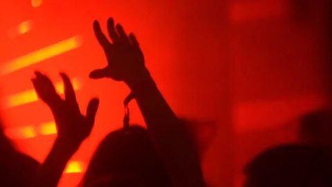 Crowd of cheering silhouettes in a packed arena Stock-Footage 89136592