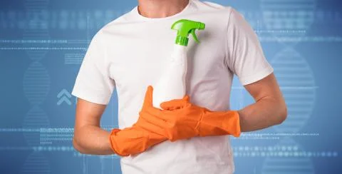 Crowd cleaning theme with cleaner and DNS graphic Stock-Fotos
