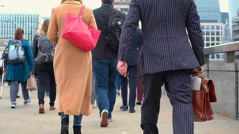 Crowd of commuters, workers, pedestrians. No faces or logos visible normal speed 스톡 동영상 107864763