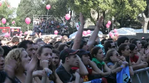 Crowd at concert clapping (pan) Stock Footage 11337042