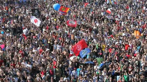 Crowd at concert jumping Stock Footage