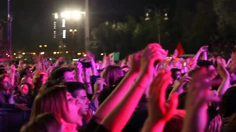 Crowd at concert (pan) Stock Footage 11060960