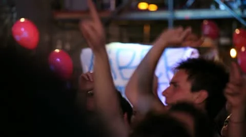Crowd at concert (pan) Stock Footage