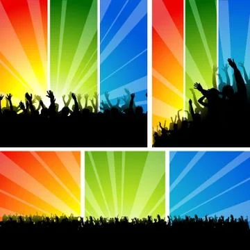 Crowd At The Concert Set Stock Illustration