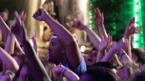 Crowd at Concert  waving hands in the air 库存影片 68141069