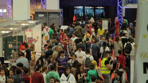 Crowd At Convention, People, Comicon, Pan, Aerial View Video stock 50101646