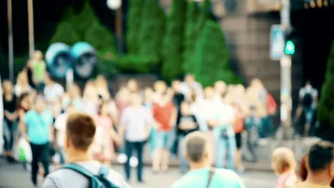 Crowd crossing the road in summer Stock Footage 71194317