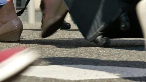 Crowd Crossing the Street in Barcelona Stock Footage