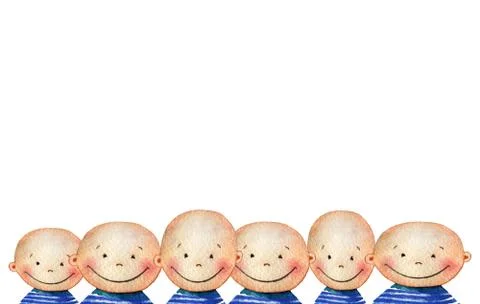 Crowd of cute smiling boys Stock-Illustration