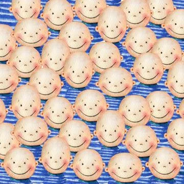 Crowd of cute smiling boys Illustrazione stock