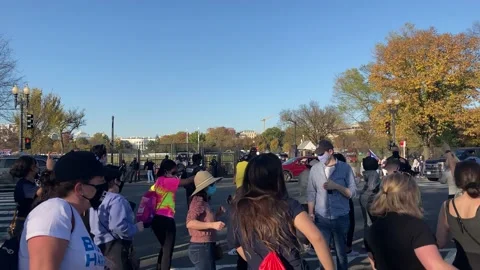 Crowd dances outside White House after Joe Biden's win, Washington DC Stock Footage 156414942