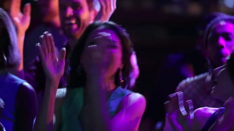 Crowd dancing and singing at music concert Stock Footage 194089564