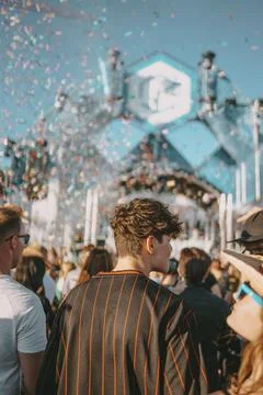 Crowd dancing during electronic music festival Electrifinity in Bad Aibling with 스톡 사진