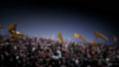 Crowd of defocused People Cheering, clapping, Applauding, Background Silhouette Stock Footage 164955850