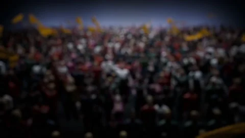 Crowd of defocused People Cheering, clapping, Applauding, Background Silhouette Stock Footage 164955956