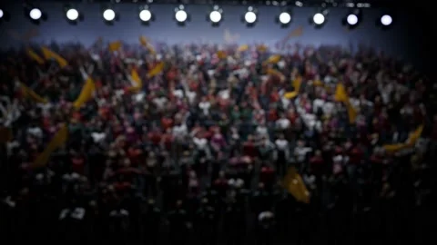 Crowd of defocused People Cheering, clapping, Applauding, Background Silhouette Stock Footage 164956199