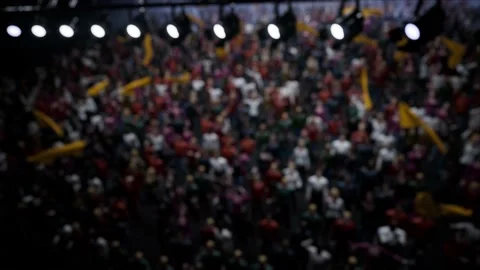 Crowd of defocused People Cheering, clapping, Applauding, Background Silhouette Stock Footage 164956255