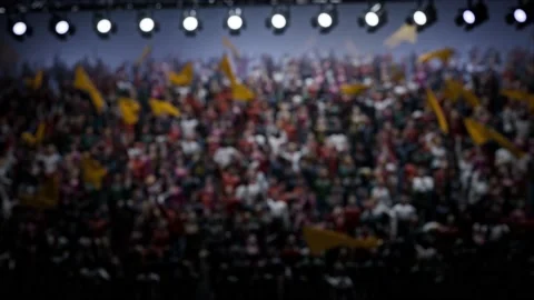Crowd of defocused People Cheering, clapping, Applauding, Background Silhouette Stock Footage 164956407