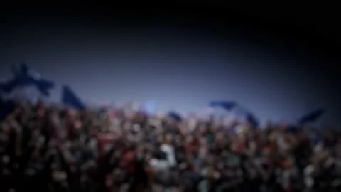 Crowd of defocused People Cheering, clapping, Applauding, Background Silhouette Stock Footage 164963205