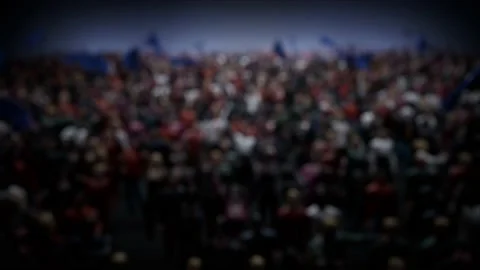 Crowd of defocused People Cheering, clapping, Applauding, Background Silhouette Stock Footage 164963277