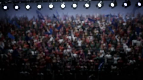 Crowd of defocused People Cheering, clapping, Applauding, Background Silhouette Stock-Footage 164963678