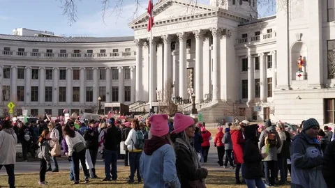 The Crowd at the Denver Women's March Stock Footage 85328887