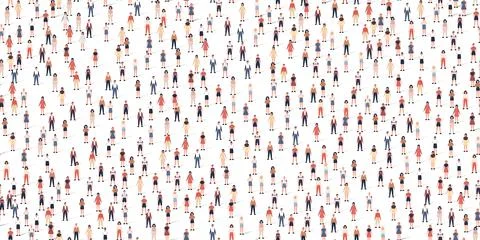 Crowd different people seamless background. Large group of citizen in flat style Stock Illustration